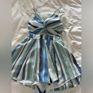 Blue striped romper